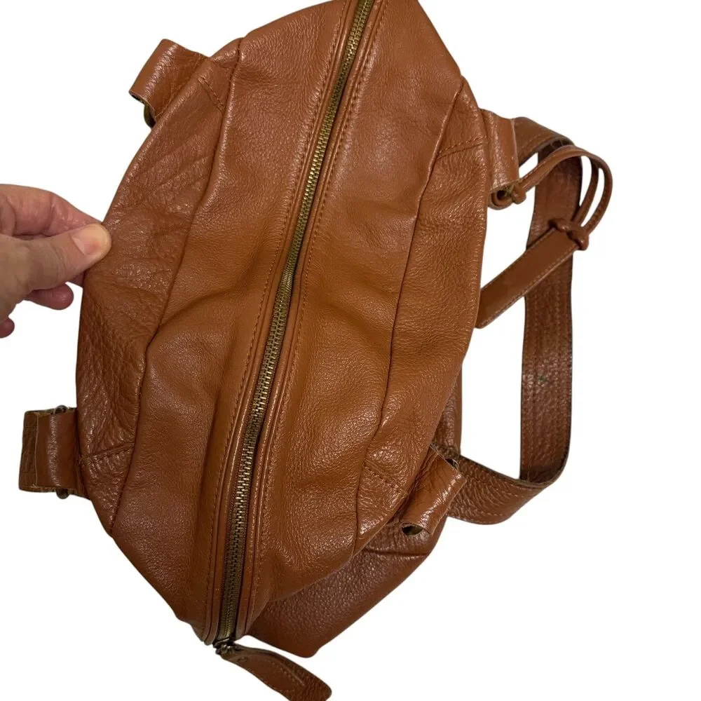 Joes Jeans Purse Satchel Bag Pebbled Leather Double Handle Brown